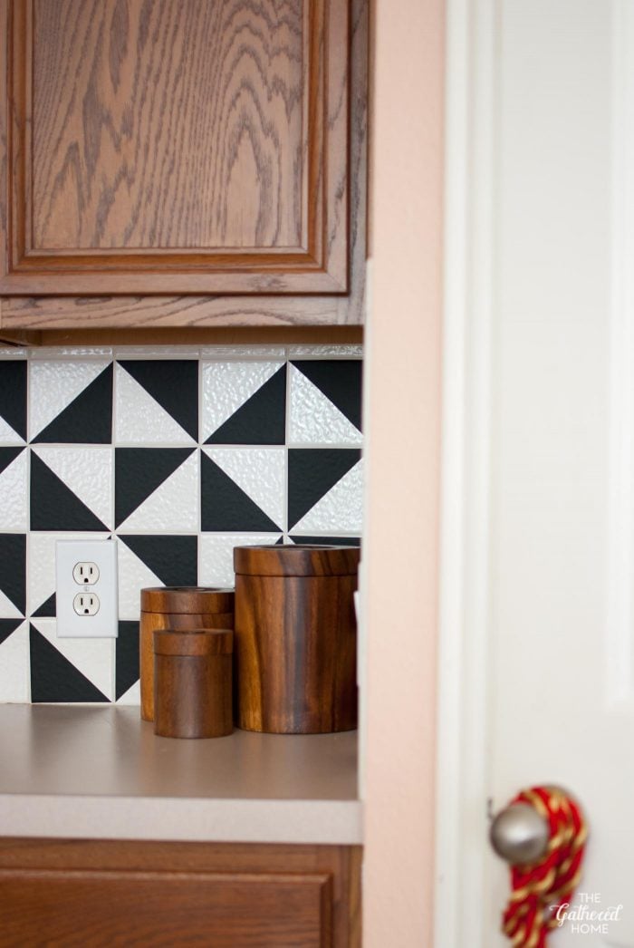 Diy black and white vinyl backsplash the gathered home